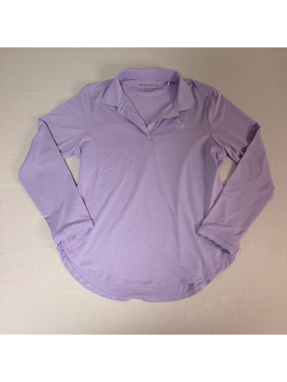 Peter Millar Women's Long Sleeve Polo Shirt Size Large Lavender